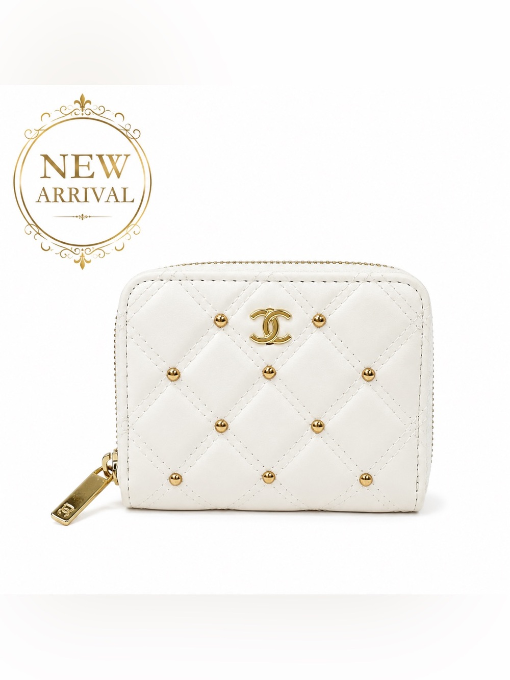 🤍 White Quilted Zip Coin Wallet/Card Holder 🤍💎 Elegant • Chic • Everyday Luxury